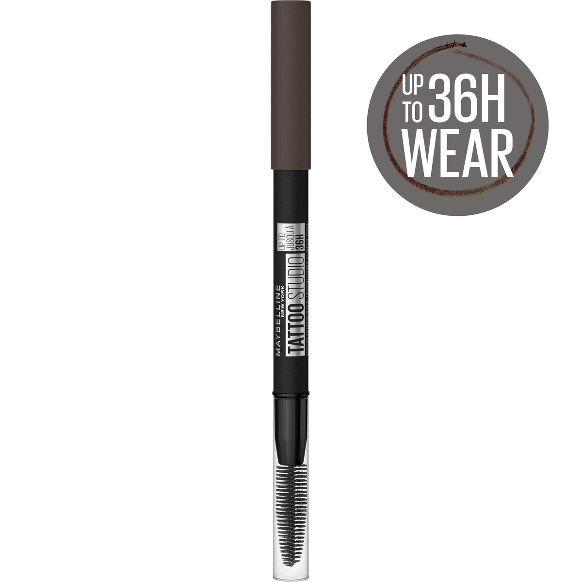Maybelline TattooStudio Waterproof Eyebrow Pencil, Sharpenable, Longwear, Long Lasting, Pigmented Eyebrow Pencil for Defined Brows, Black Brown, 1