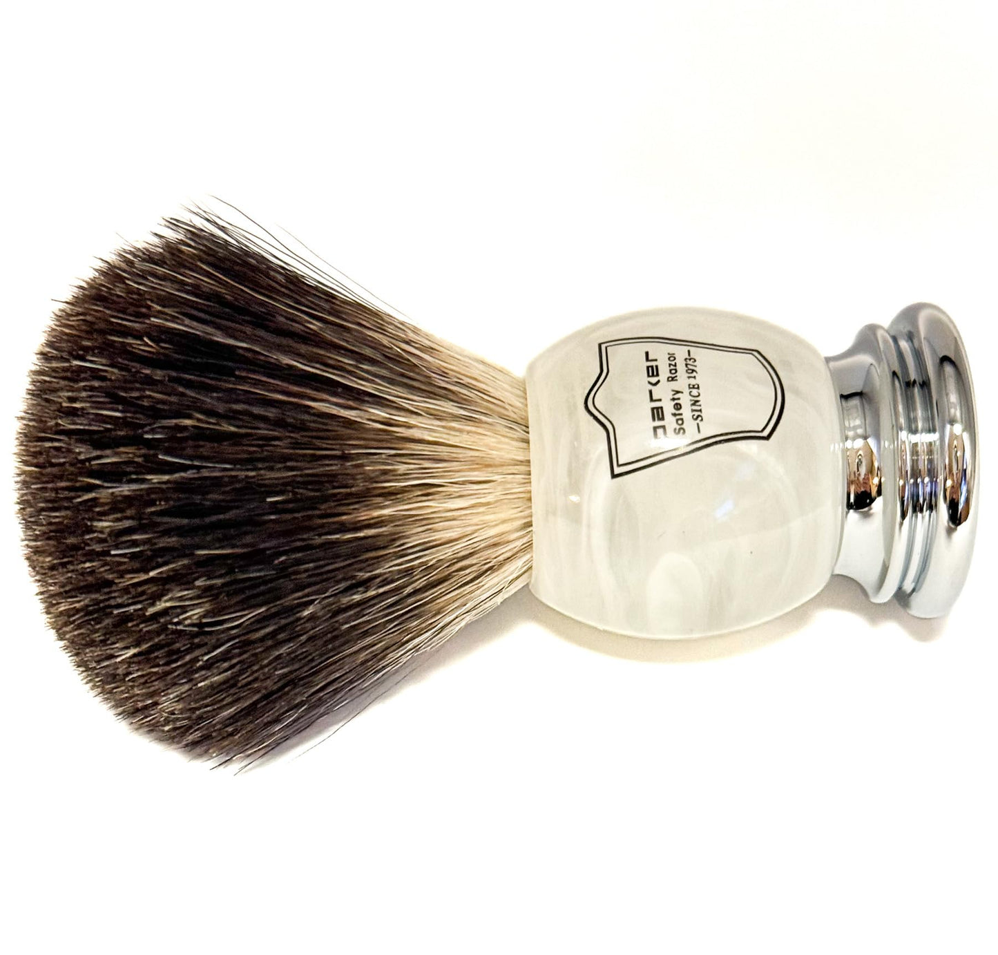 Parker 100% Black Badger Bristle Shaving Brush with Ivory Marbled Handle - Brush Stand Included Beauty and Personal Care Parker Safety Razor