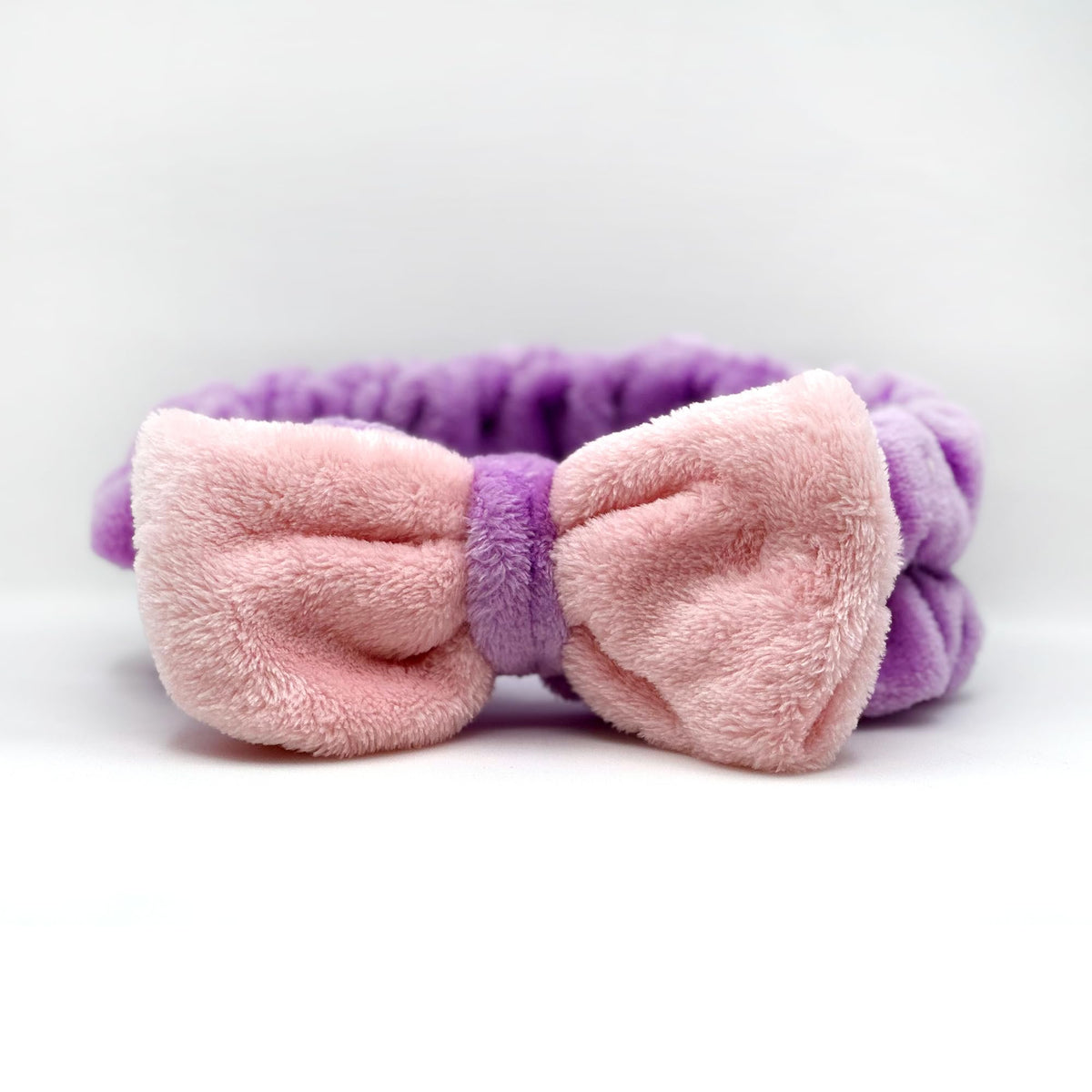The Crème Shop Teddy Headyband | Spa Headband | Headband for Washing Face | Skincare Headbands | Soft & Fluffy Headbands for Women (Pink and Purple)