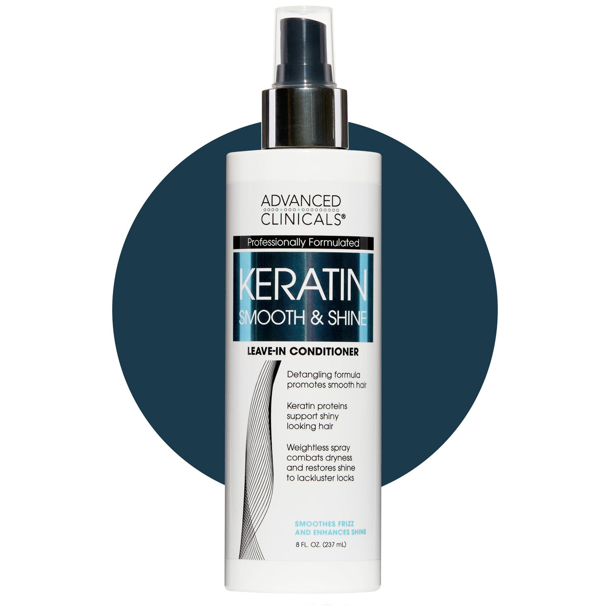 Advanced Clinicals Keratin Detangler Spray. Detangling Spray for Strong, Shiny Hair. Lightweight, Leave-In Conditioner with Amino Acids, Vitamin B5,