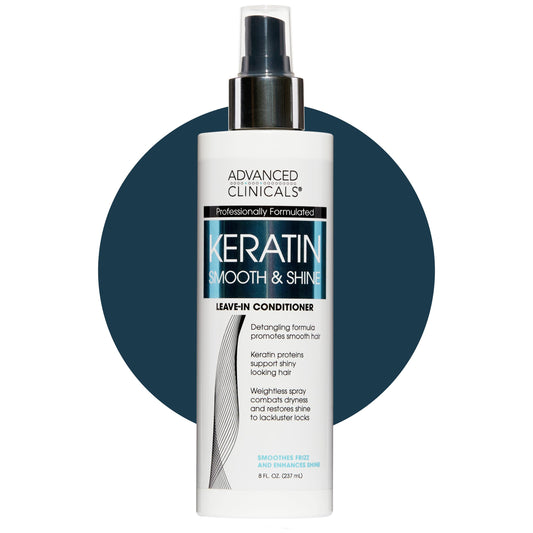 Advanced Clinicals Keratin Detangler Spray. Detangling Spray for Strong, Shiny Hair. Lightweight, Leave-In Conditioner with Amino Acids, Vitamin B5,