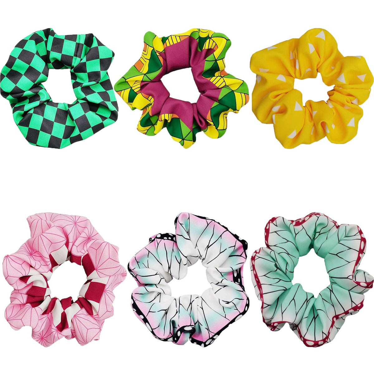 NVVBIK 6Pcs Anime Hair Scrunchies Colorful Hair Ties for Women Girls, Elastic Hair Bow Scrunchy Ponytail Holder, Cosplay Costumes Hair Accessories