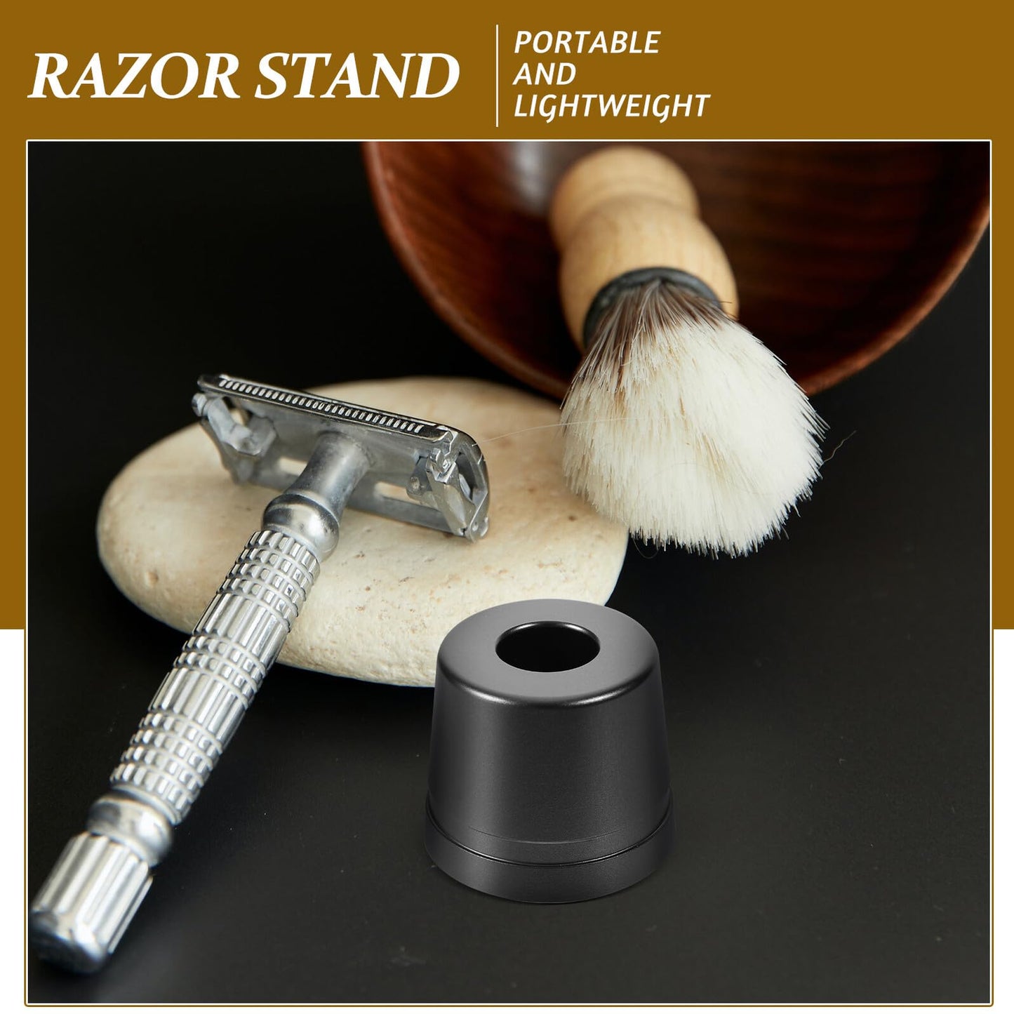 ABOOFAN Double-sided Aluminum Alloy Safety Razor Stand Manual Shaving Razor Holder Space-saving Trimmer Storage Base for Men Grooming Bathroom Beauty and Personal Care ABOOFAN