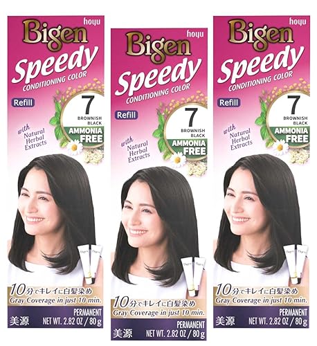 Bigen Speedy Conditioning Color Refill: 7 Brownish Black - 3 Pack Beauty & Personal Care Hoyu