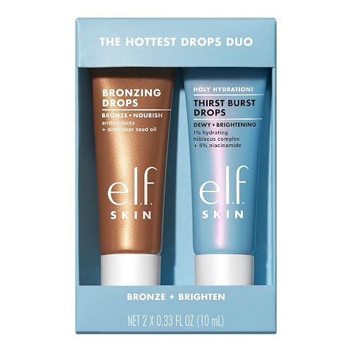 e.l.f. SKIN The Hottest Drops Duo, Holy Hydration! Thirst Burst & Bronzing Skincare Set, For A Dewy, Sun-Kissed Look, Vegan & Cruelty-Free Beauty & Personal Care e.l.f.