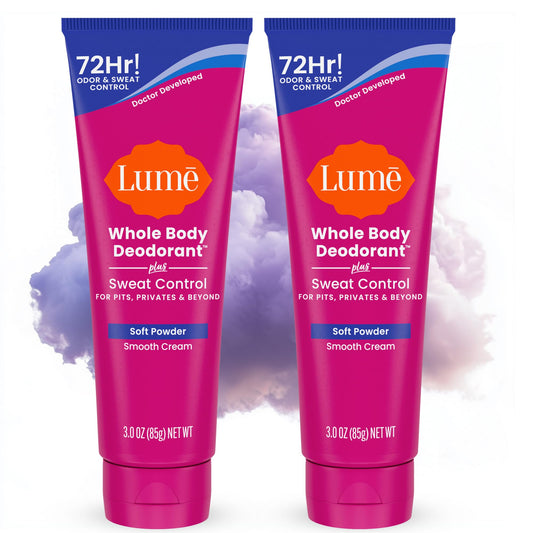 Lume Whole Body Deodorant Plus Sweat Control - Smooth Cream Tube - 72 Hour Odor And Sweat Control - Baking Soda Free, Skin Loving - 3.0 ounce (Pack Beauty and Personal Care Lume Default Title