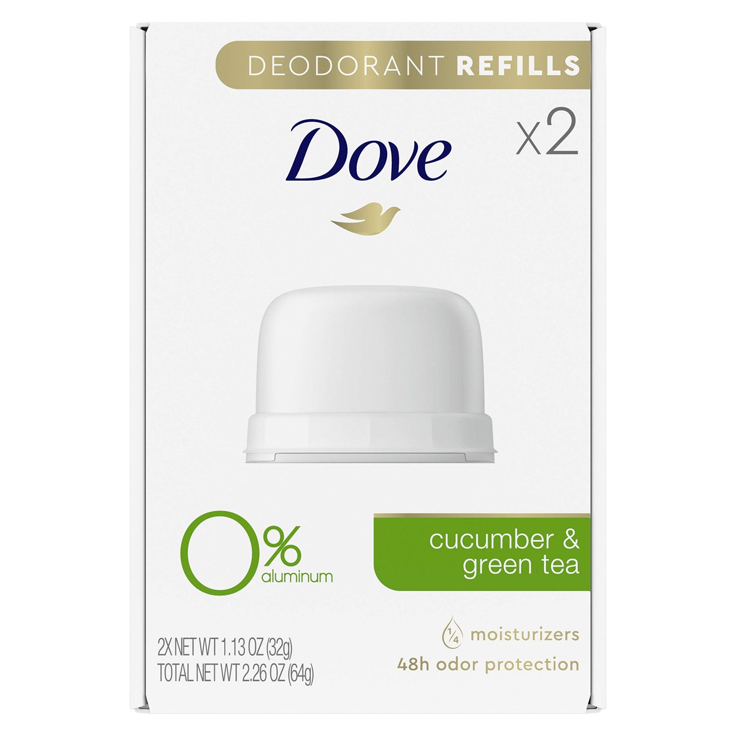 Dove Deodorant Refills Refill Kit 0% Aluminum Cucumber & Green Tea Aluminum Free Deodorant 1.13 oz Beauty and Personal Care Dove