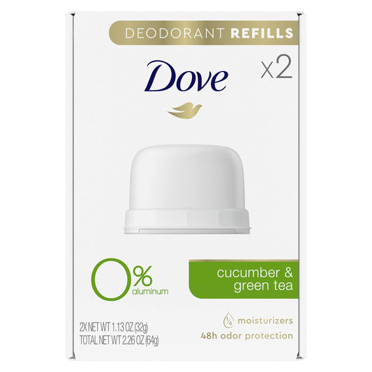 Dove Deodorant Refills Refill Kit 0% Aluminum Cucumber & Green Tea Aluminum Free Deodorant 1.13 oz Beauty and Personal Care Dove