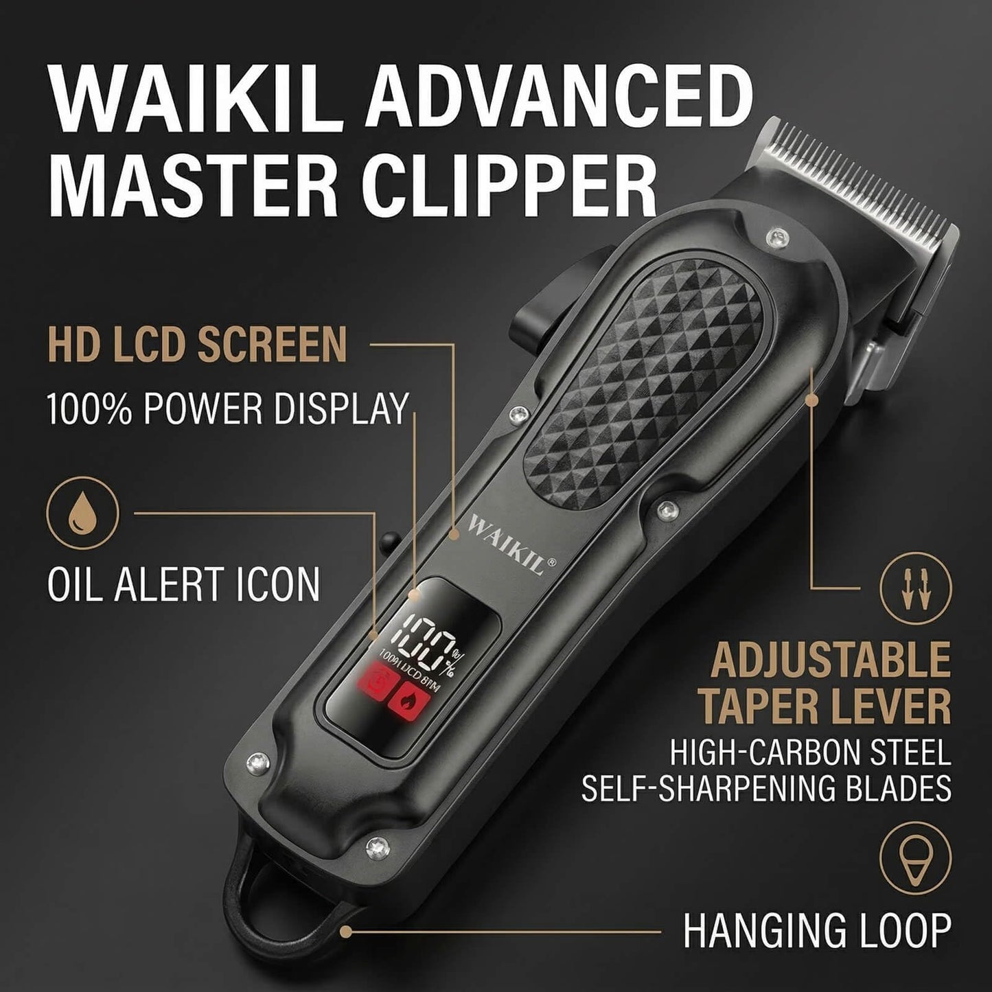 WAIKIL Men's Hair Clippers Set,Cordless Hair Trimmer & Foil Shaver Kit with LCD Display,Professional Barber Clippers for Men,Beard Beauty and Personal Care WAIKIL