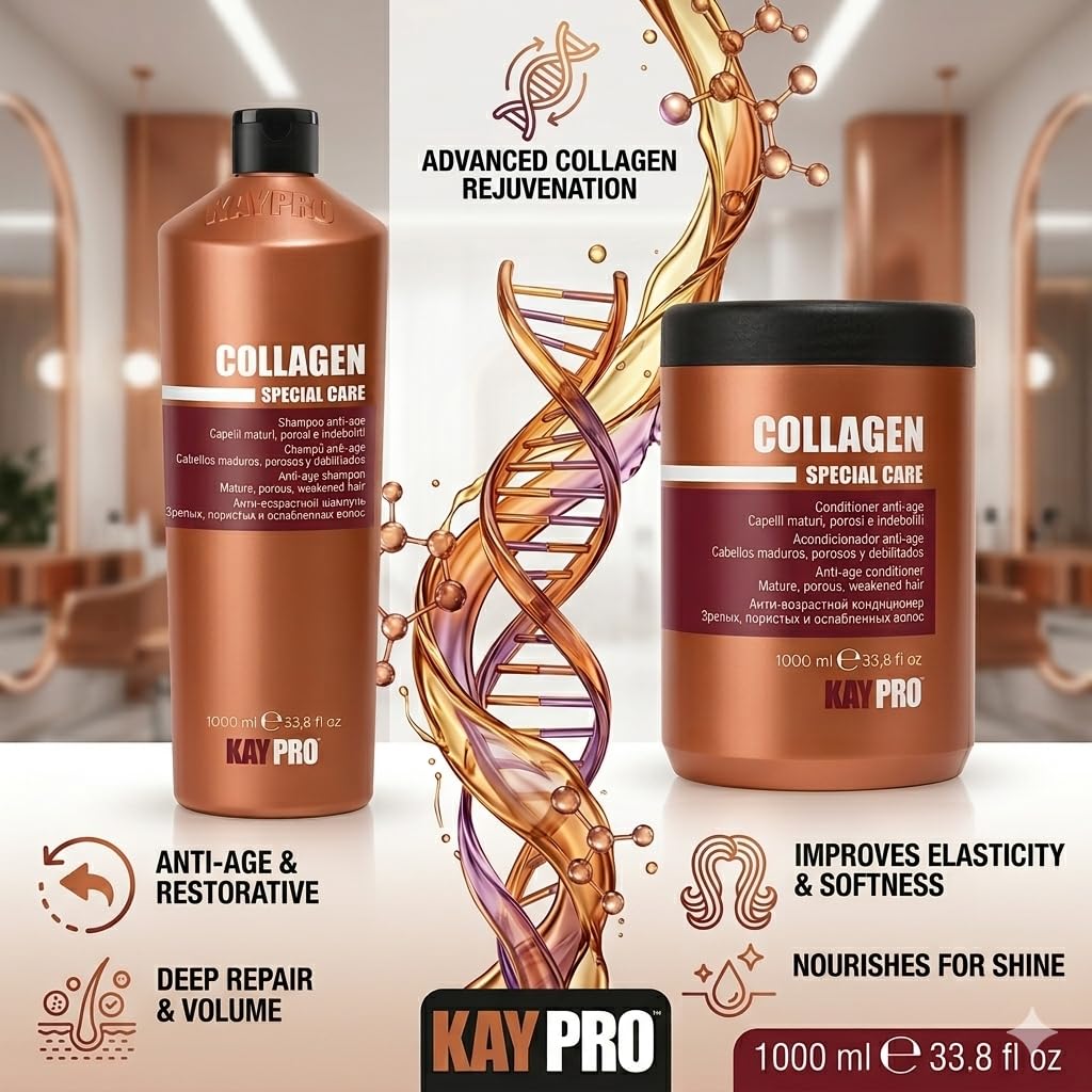 KAYPRO Collagen Special Care Shampoo & Mask 1000ml Set - Italian (Anti-Aging Hair Care Set with Collagen for Protein Balance, Hydration & Hair Beauty & Personal Care KAYPRO