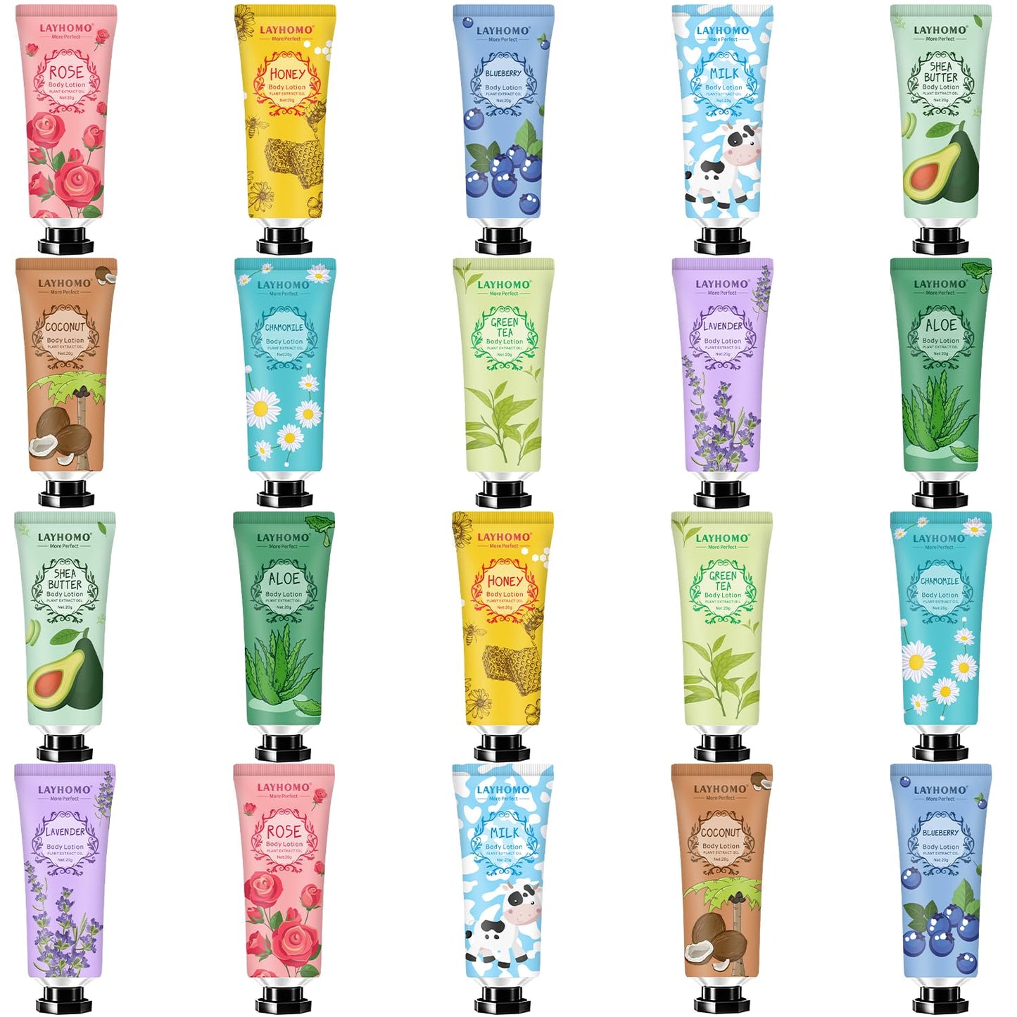 20 Pack Mini Body Lotion Gift Bulk for Dry Skin,Travel Size Small Body Cream With Shea Butter Natural Fragrance Moisturizing Body Lotion for Women Beauty & Personal Care Layhomo