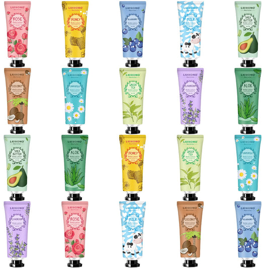 20 Pack Mini Body Lotion Gift Bulk for Dry Skin,Travel Size Small Body Cream With Shea Butter Natural Fragrance Moisturizing Body Lotion for Women Beauty & Personal Care Layhomo