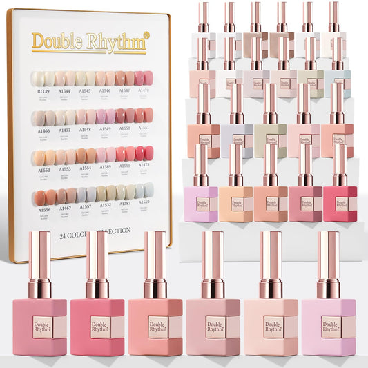 Double Rhythm 28Pcs 0.5Oz Gel Nail Polish Set Same Color Same Bottle Gel Polish Kit Nail Art Manicure Salon DIY at Home for Women (Nude Pink Beauty and Personal Care Double Rhythm Default Title