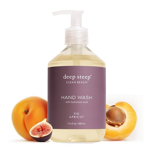 Deep Steep Liquid Hand Wash, Fig Apricot, 17.6 oz - Moisturizing Cleanser with Olive Oil, Aloe Vera, Glycerin & Hyaluronic Acid - Vegan, Clean Beauty Beauty & Personal Care Deep Steep