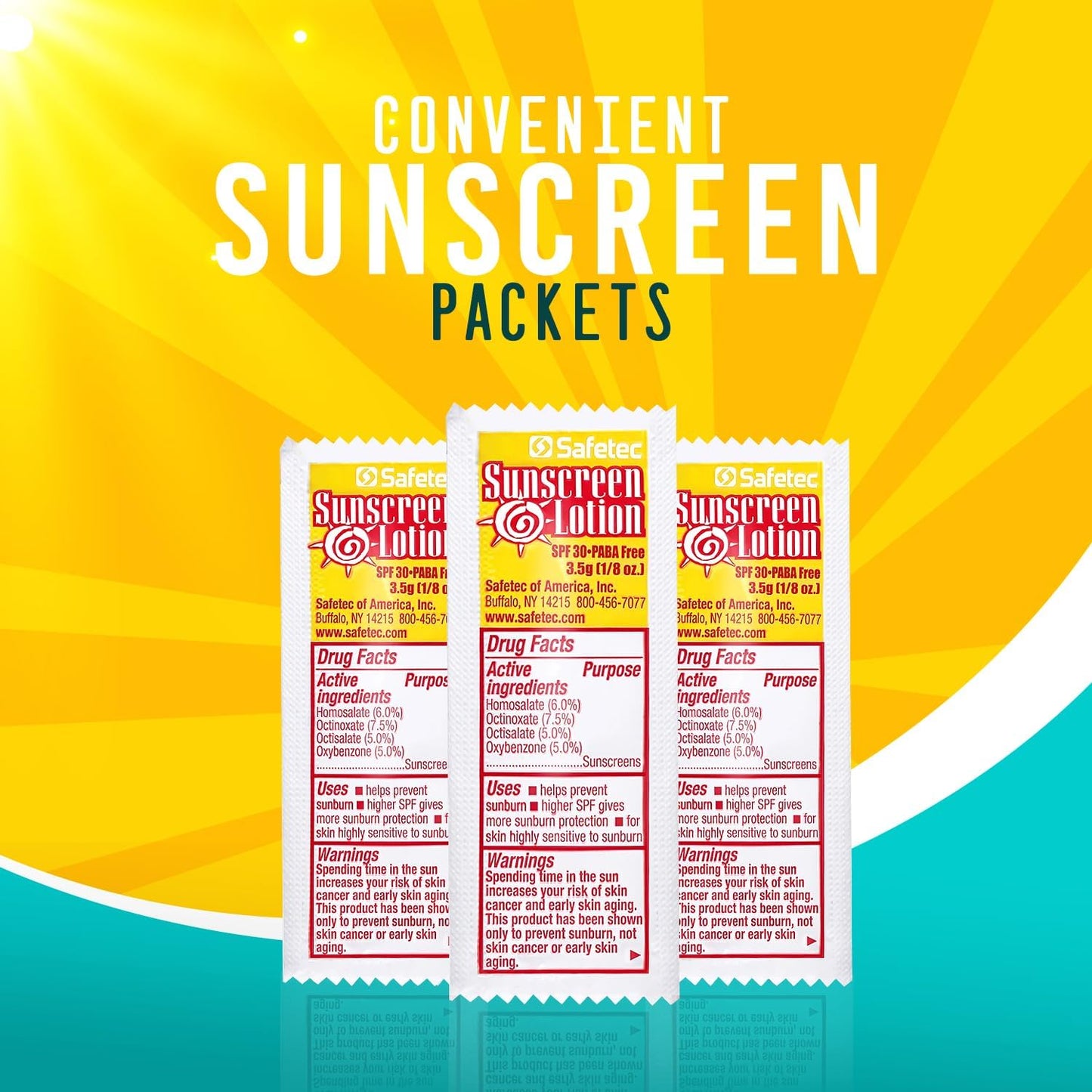 Safetec Sunscreen Lotion 53700 3.5 Gram Packets SPF 30 - (Box of 25) Beauty & Personal Care Safetec