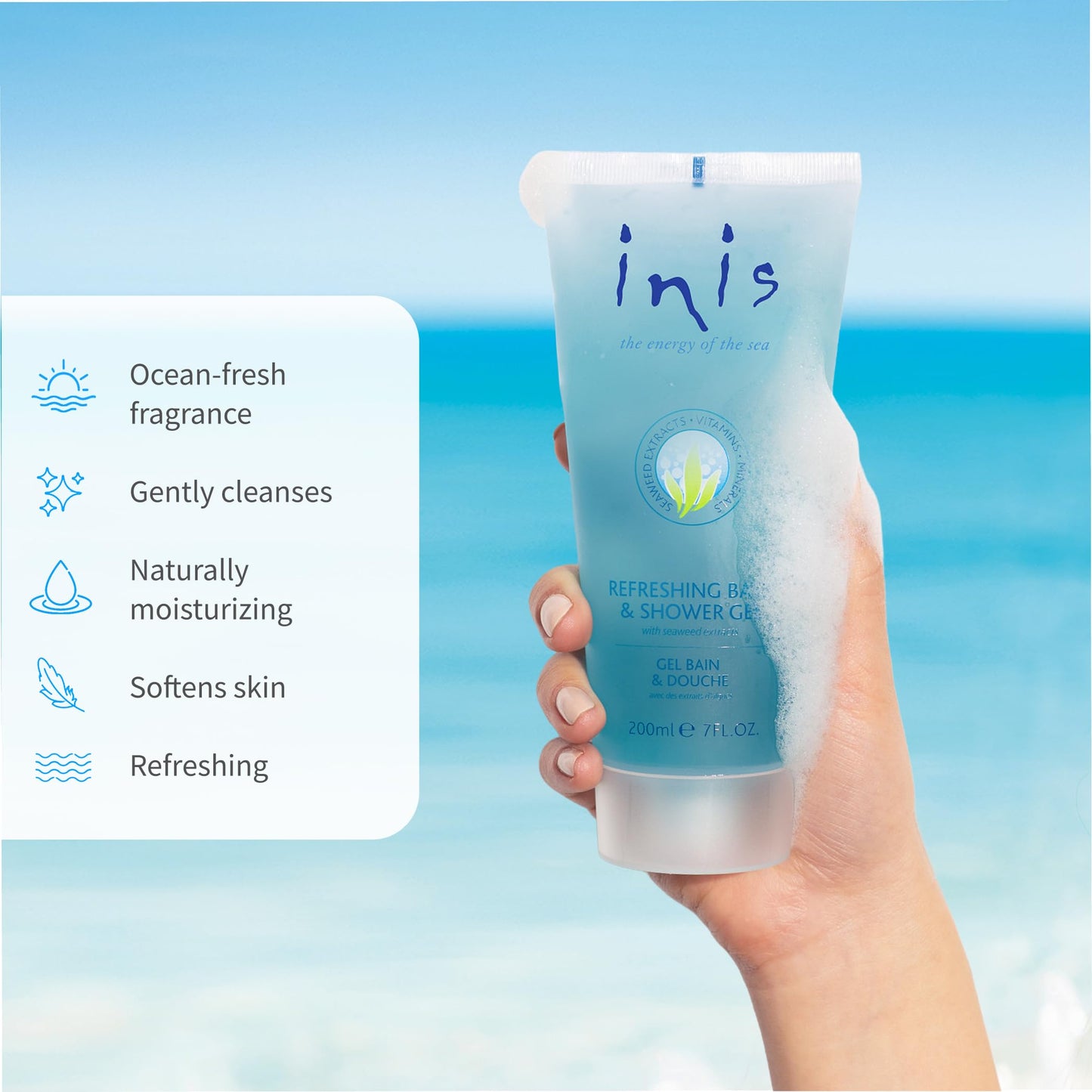 Inis the Energy of the Sea - Refreshing Bath and Shower Gel, Body Wash for Women and Men, Sulfate Free Body Wash with Seaweed and Sea Minerals, Clean Beauty & Personal Care Inis the Energy of the Sea