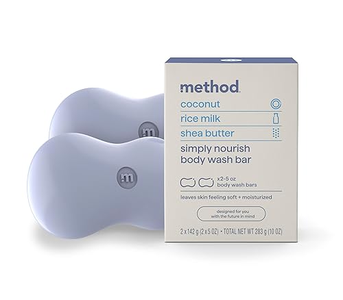 Method Bar Soap, Simply Nourish, Coconut, Rice Milk + Shea Butter notes, Plastic Free, 2 bars, 5oz each Beauty & Personal Care Method