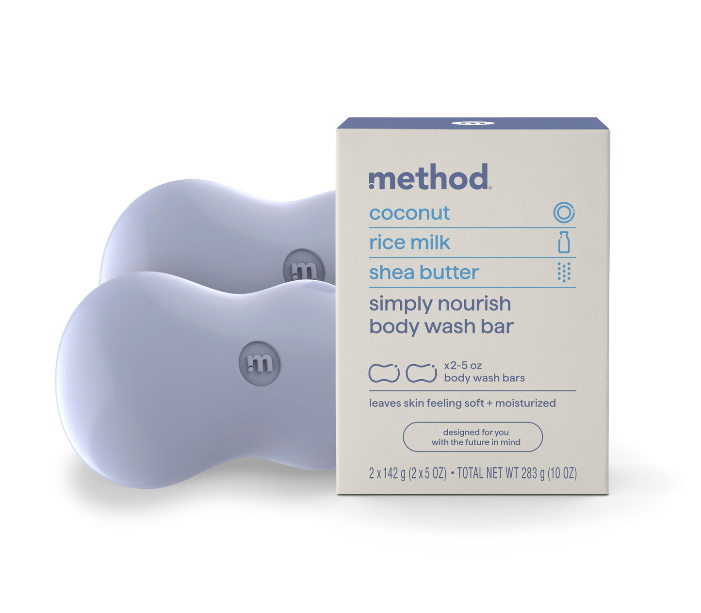 Method Bar Soap, Simply Nourish, Coconut, Rice Milk + Shea Butter notes, Plastic Free, 2 bars, 5oz each Beauty & Personal Care Method