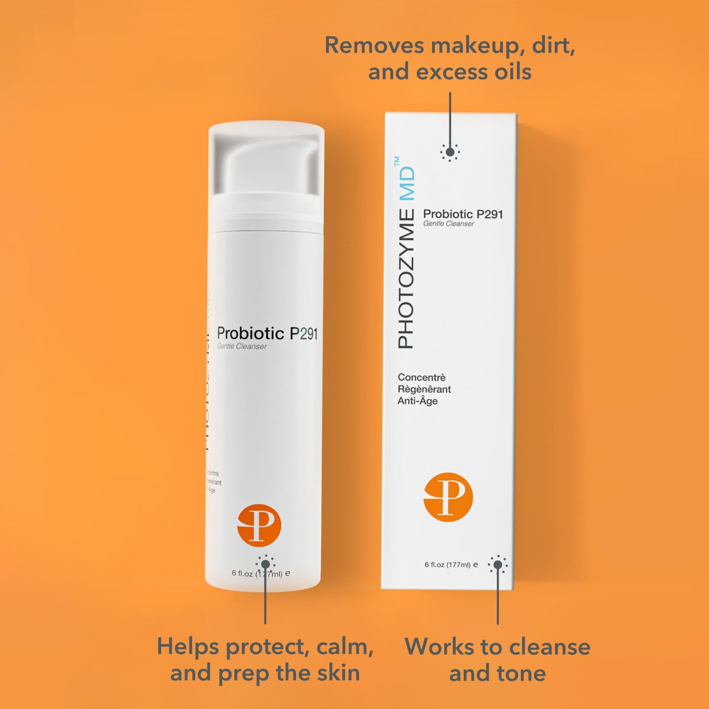 Photozyme Probiotic P291 Gentle Cleanser - Face Wash That Cleans and Tones - Removes Makeup and Impurities - pH Balances The Skin - Promotes Healthy Beauty & Personal Care Photozyme