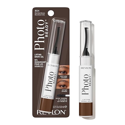Revlon PhotoReady Lifting Brow Gel, Tinted Eyebrow Lamination with Spoolie Brush, Conditions, Shapes & Defines, 804 Rich Dark Brown, 0.23 fl oz Beauty & Personal Care REVLON