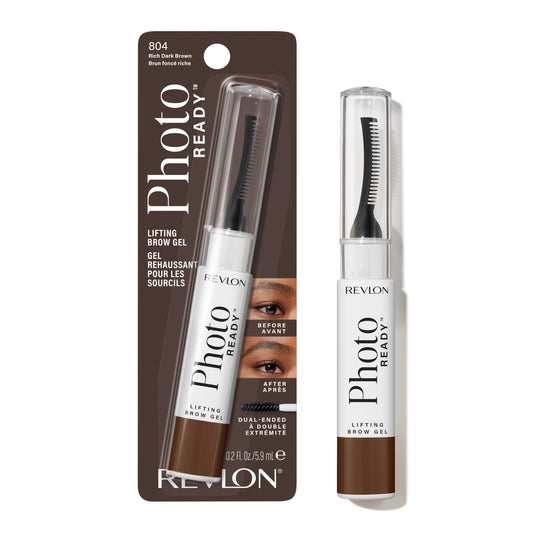 Revlon PhotoReady Lifting Brow Gel, Tinted Eyebrow Lamination with Spoolie Brush, Conditions, Shapes & Defines, 804 Rich Dark Brown, 0.23 fl oz Beauty & Personal Care REVLON