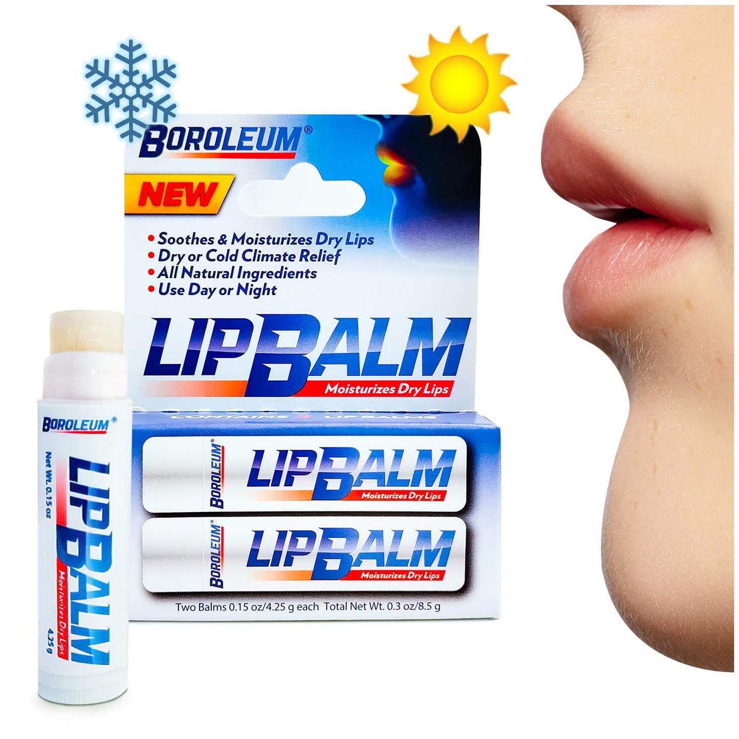 Natural Lip Balm by Boroleum | Best Chapped Lip Moisturizer for Dry Cracked Lips | All Natural Ingredients for Men Women and Kids | 4.25 gr. Tubes, 2 Beauty & Personal Care Boroleum