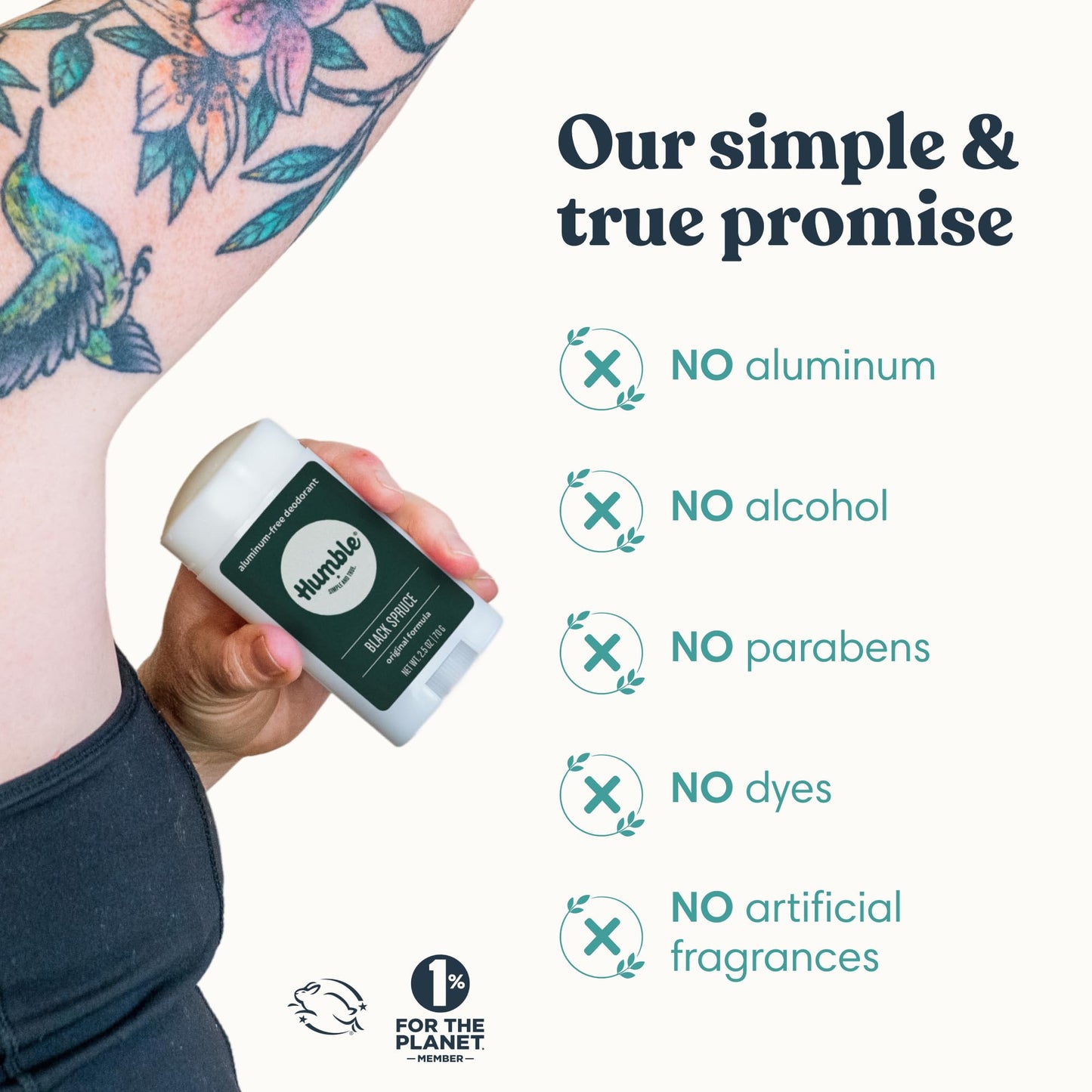 Humble Aluminum-Free Deodorant for Women & Men, Black Spruce - Clean & Fresh Natural Deodorant Stick with Essential Oils for Long-Lasting Odor Control Beauty and Personal Care HUMBLE SIMPLE AND TRUE.