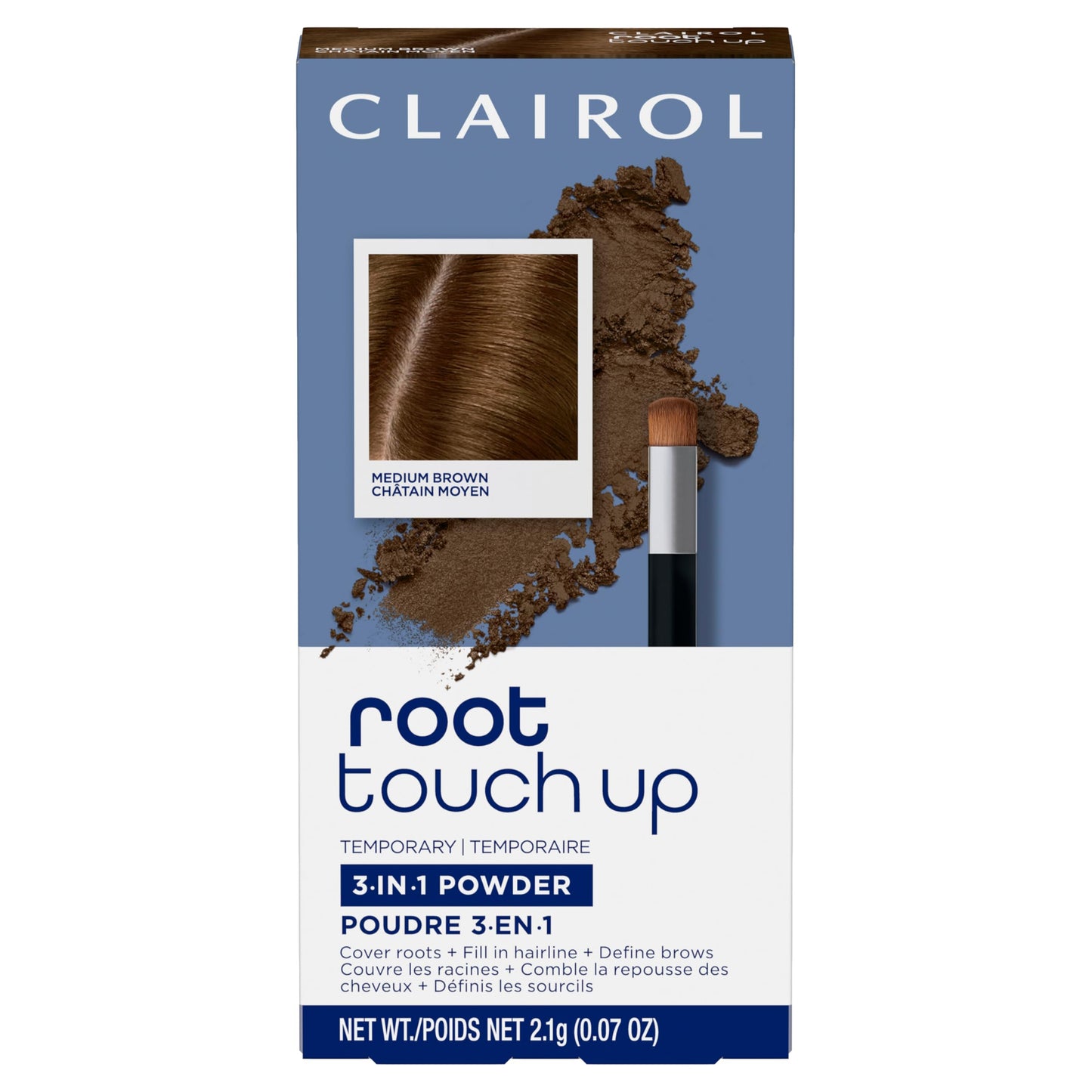 Clairol Root Touch-Up Temporary Concealing Powder, Medium Brown Hair Color | Ammonia Free | Instantly Cover Roots + Define Eyebrows | On-the-Go Beauty & Personal Care Clairol