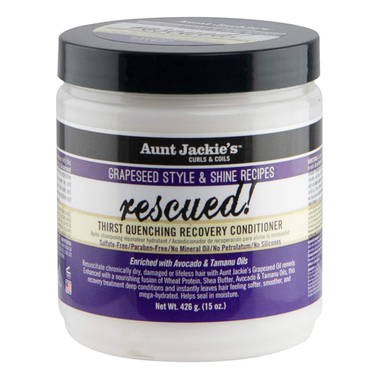 Aunt Jackie's Grapeseed Style and Shine Recipes Rescued Thirst Quenching Hair Recovery Conditioner Repair Treatment, Seals in Moisture, 15 oz Beauty & Personal Care Aunt Jackie's