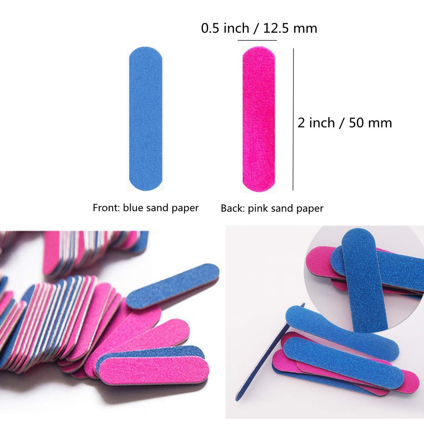 Transun Moo Mini Nail Files Bulk, 100 Pack 2 Inches Disposable Double Sided Emery Boards Manicure Pedicure Tools(1002) Beauty & Personal Care Transun Moo