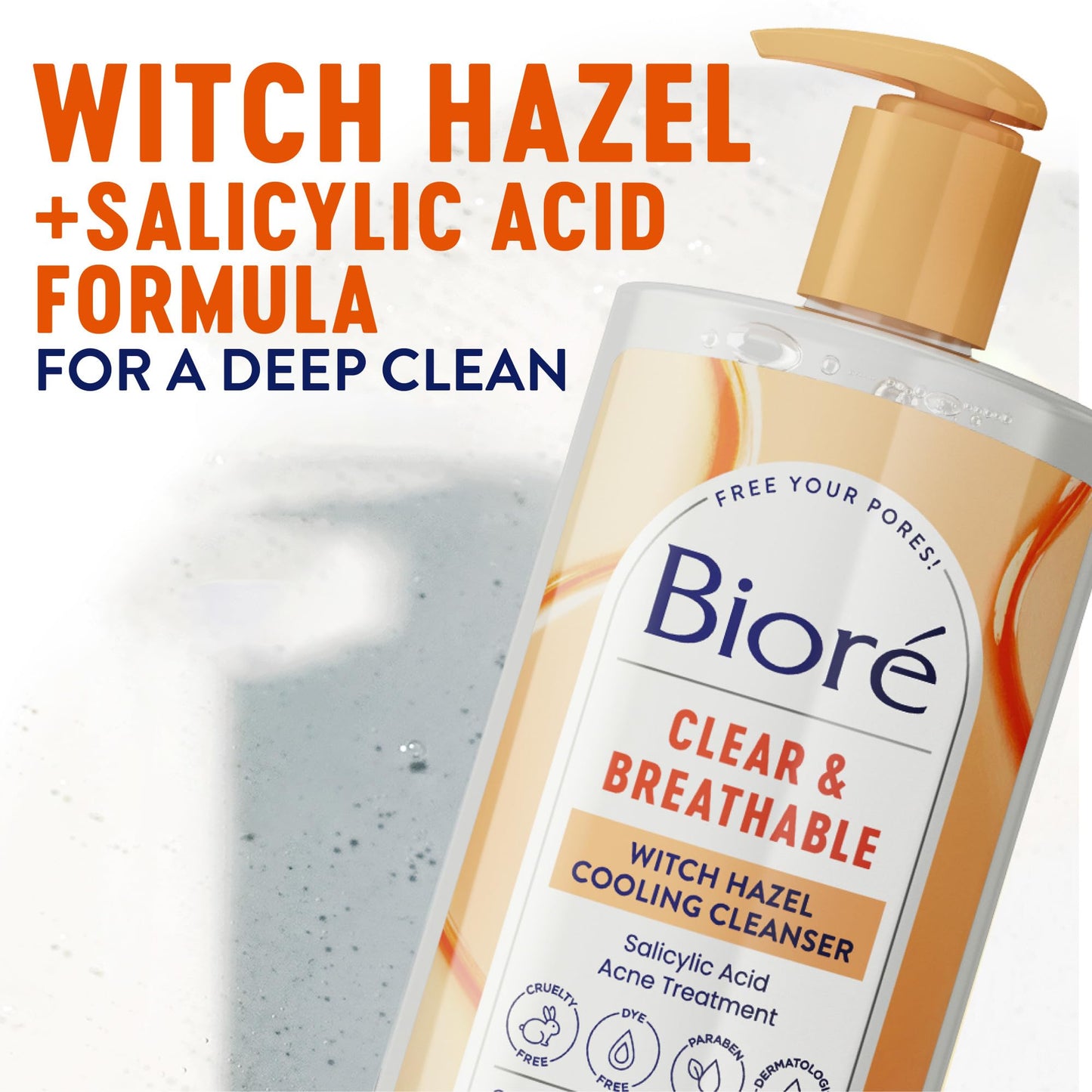 Biore Clear & Breathable Cooling Cleanser with Witch Hazel, Acne Treatment for Face, Face Scrub for Oily Skin, Salicylic Acid Cleanser, 6.77 Oz Beauty & Personal Care Bioré
