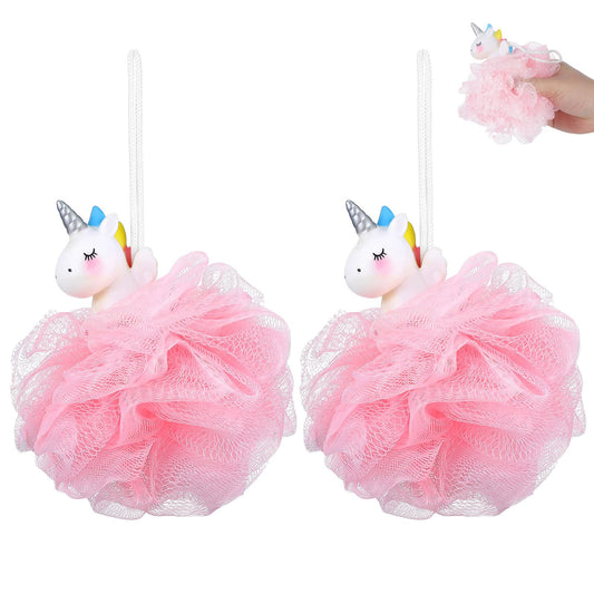 Gatuida 2pcs Bath Loofahs Kids Toddler Cute Cartoon Unicorn Shower Loofah Bath Sponges Pouf Body Scrubber Mesh Sponges for Children Shower Washing Beauty and Personal Care Gatuida