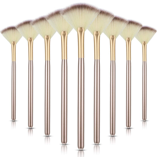 9 Pieces Facial Fan Mask Brushes, Soft Facial Applicator Brushes Tools for Peel Glycolic Makeup for Mud Cream(Champagne) Beauty and Personal Care Maitys Default Title