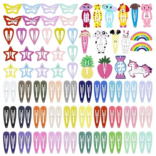 ECADY Hair Clips Colorful Hair Barrette Metal Cute Snap Hair Clips for Girls, Toddlers, Kids - 2 inch, 100pcs Beauty & Personal Care ECADY