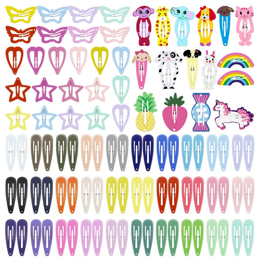 ECADY Hair Clips Colorful Hair Barrette Metal Cute Snap Hair Clips for Girls, Toddlers, Kids - 2 inch, 100pcs Beauty & Personal Care ECADY
