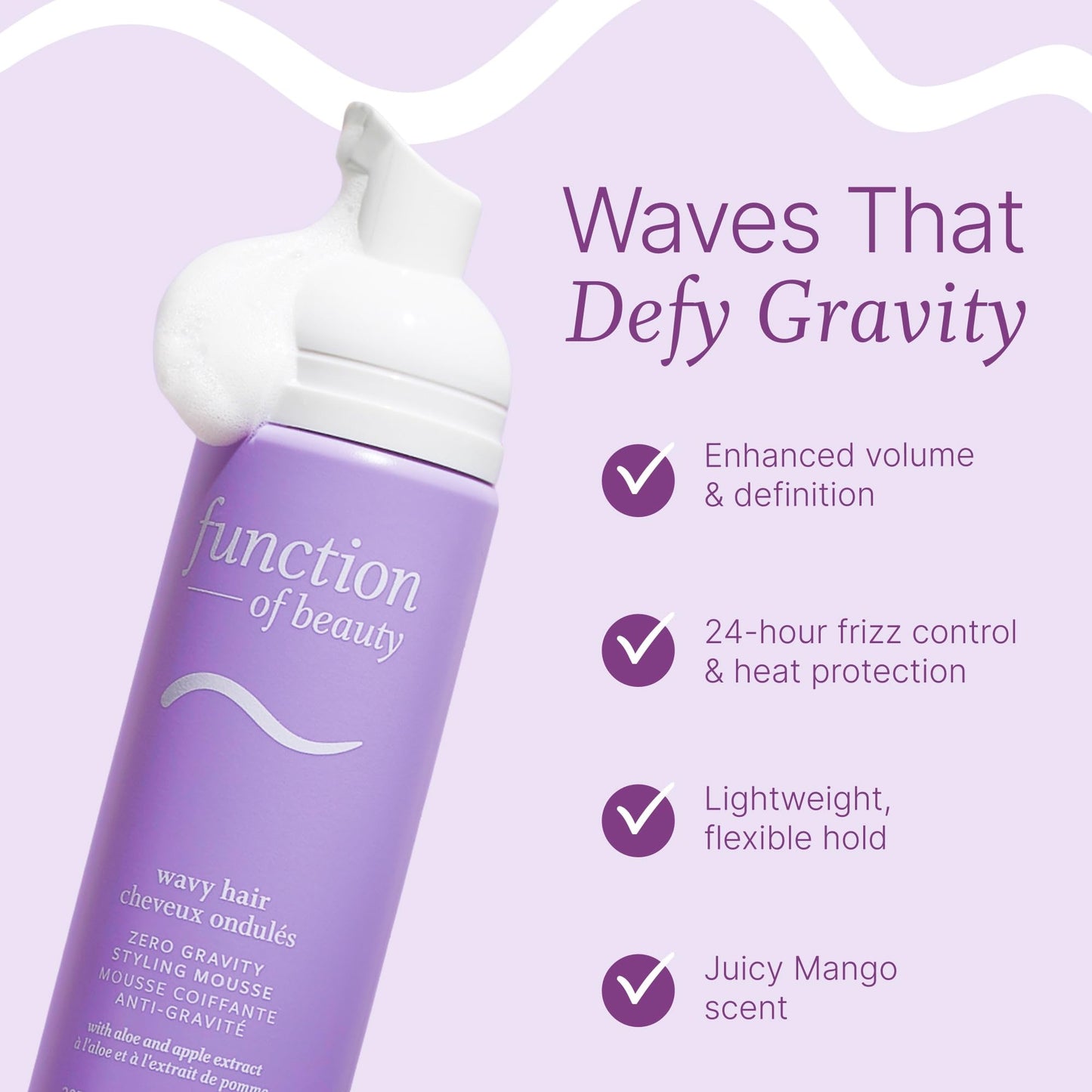 Function of Beauty Wavy Hair Mousse for Styling - Anti-Frizz Hair Styler Adds Volume & Defines Natural Waves - Volumizing & Texturizing Lightweight Beauty & Personal Care Function of Beauty