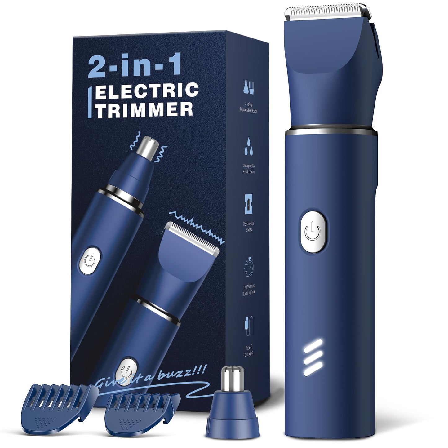 Electric Razor for Men: Manscape Body Trimmer for Mens Gifts, Electric shavers, IPX7 Waterproof, USB-Rechargeable,Replaceable Blade, Blue Beauty and Personal Care REYOLL