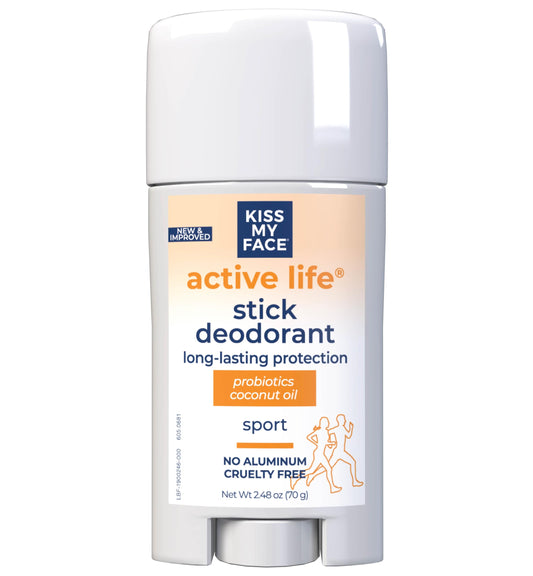 Kiss My Face Active Life Sport Deodorant, Aluminum Free Deodorant For Women And Men, With Added Grapefruit Seed Extract, Rosemary And Sage, 2.48 Oz Beauty and Personal Care Kiss My Face