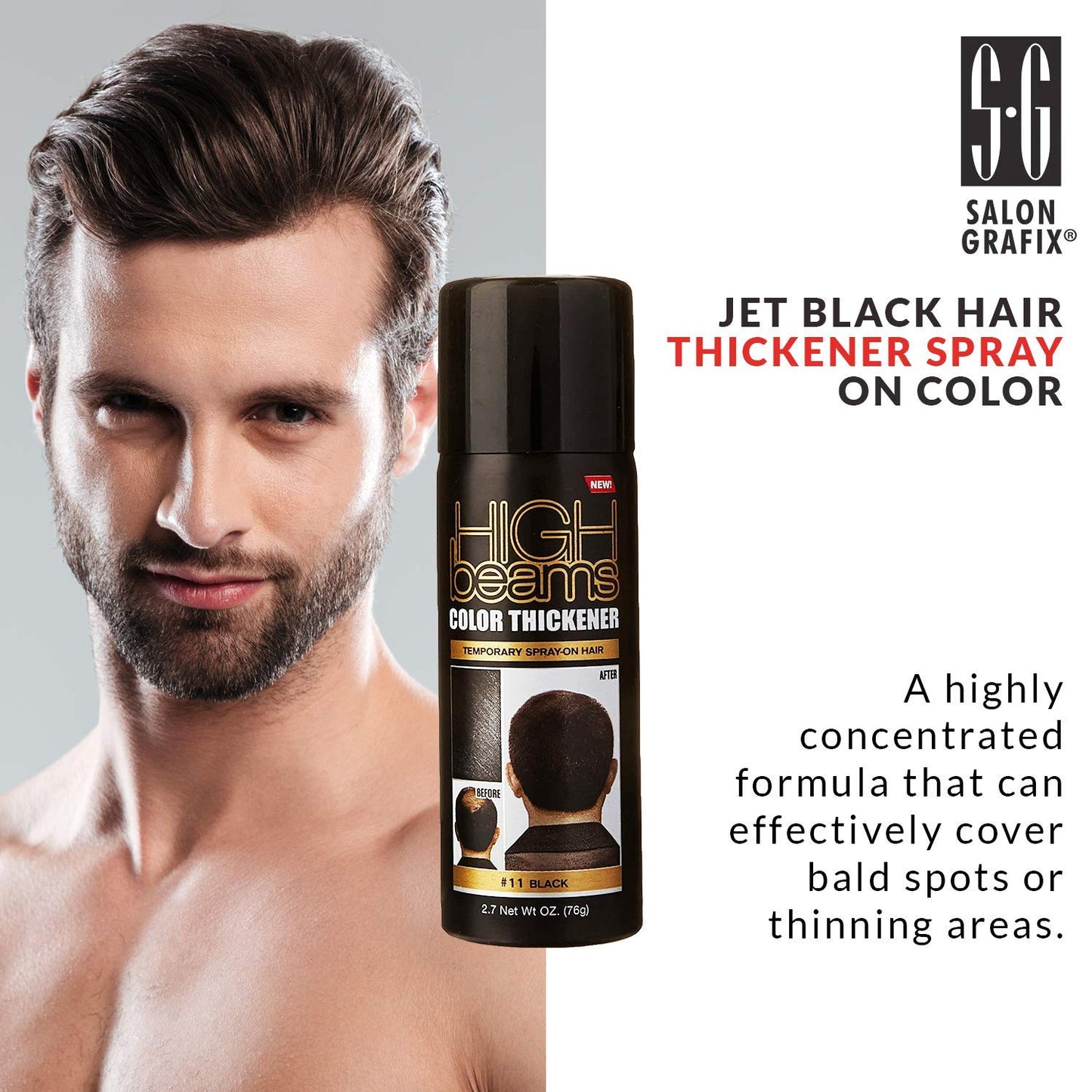 Salon Grafix High Beams Color Thickener Temporary Spray - Black for Unisex - 2.7 oz Hair Color Beauty & Personal Care Salon Grafix