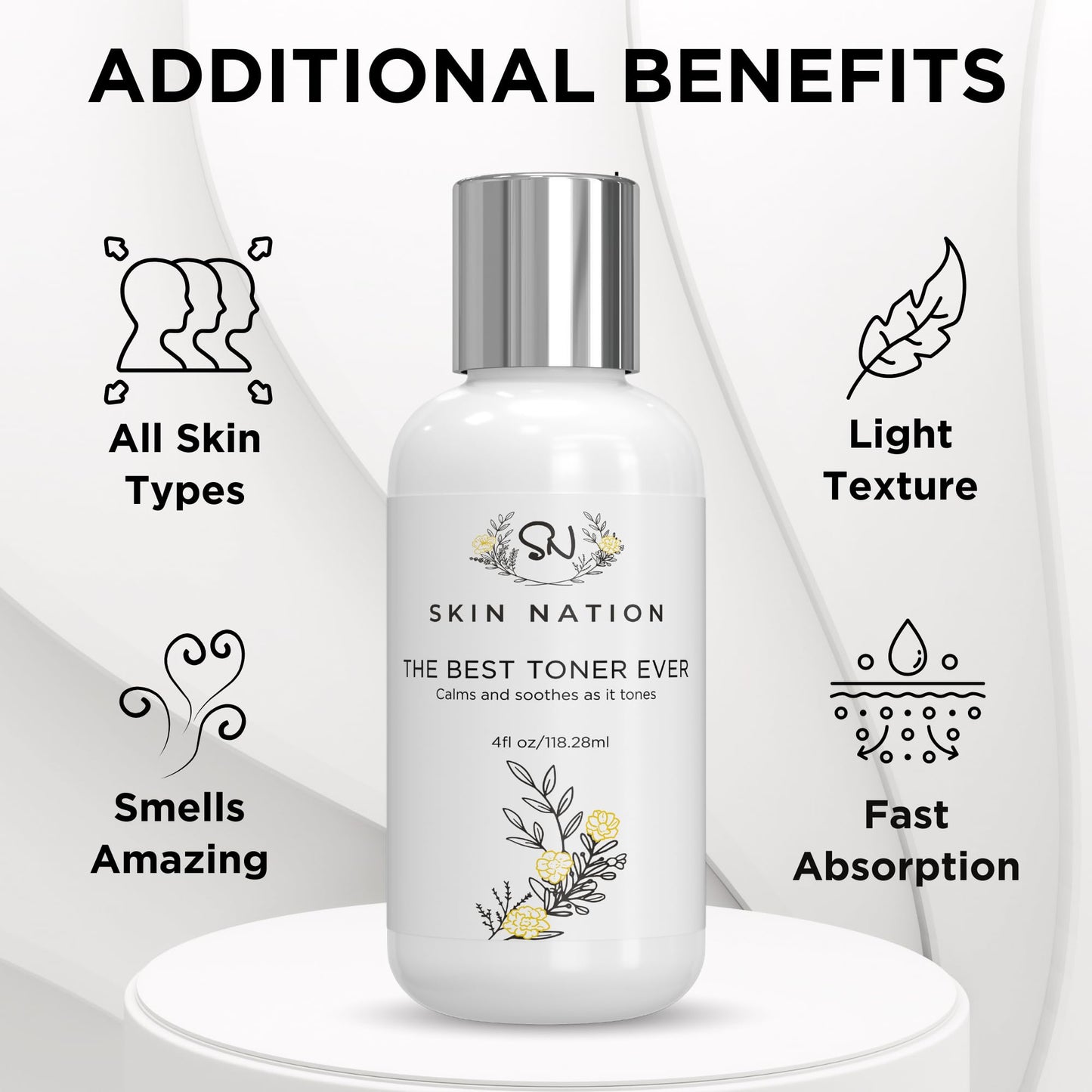 Skin Nation Hydrating Gentle Rosewater Toner with Aloe Vera and Chamomile, Alcohol-Free and Paraben-Free, for Dry, Sensitive, Oily and Combination Beauty & Personal Care Skin Nation