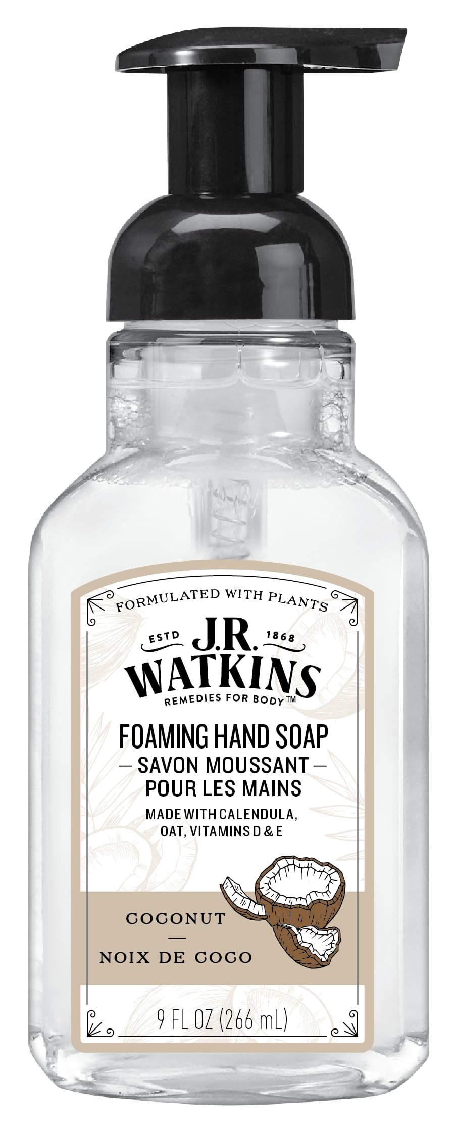 Hand Soap, Foaming, 9 fl oz, Coconut Coconut Beauty & Personal Care J.R. Watkins