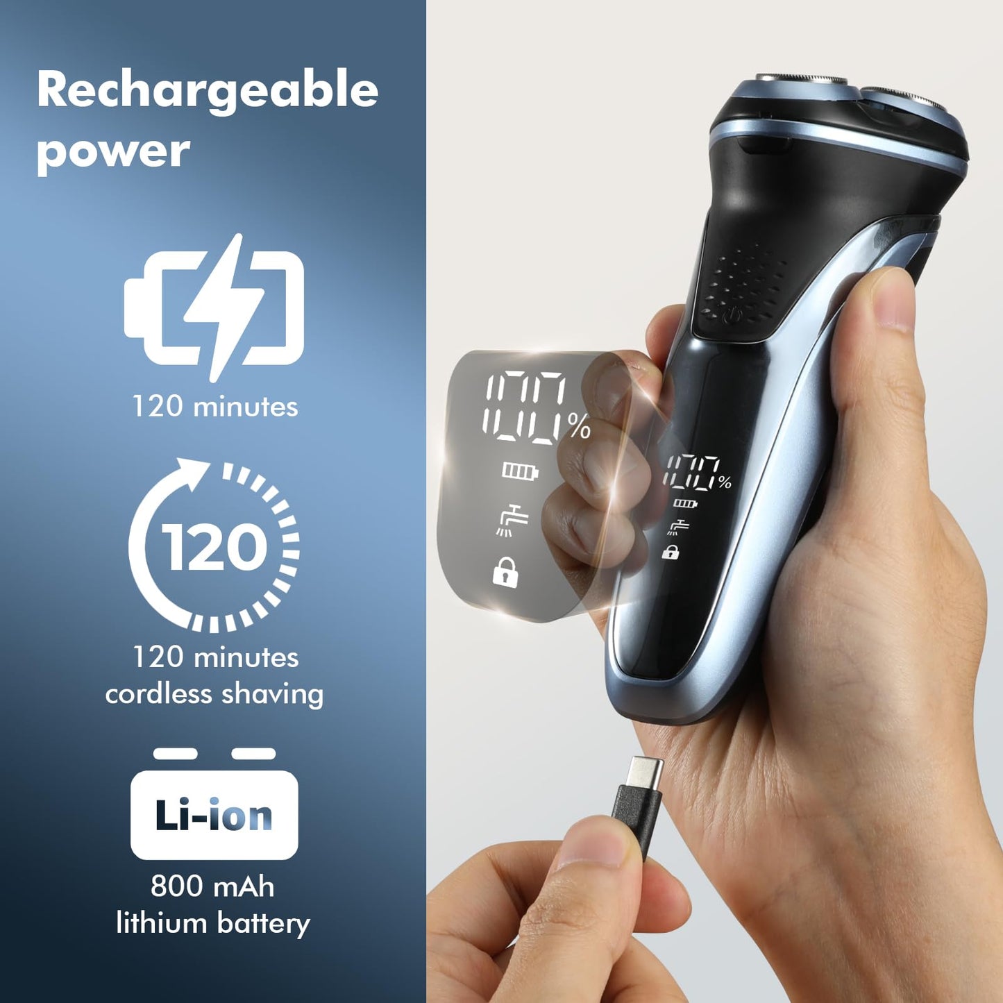 LONKEEN Travel Electric Razor for Men:5D Floating Head Shavers for Men, Smooth Shave Ready in Seconds - IPX7 Waterproof Wet or Dry, USB-C Beauty and Personal Care LONKEEN