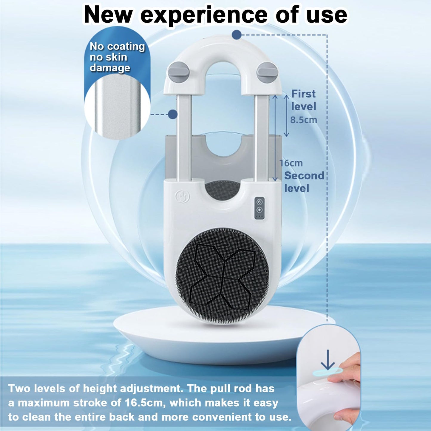 RENJJPBO Wall Mounted Electric Back Scrubber, Shower Back Scrubber 360° Automatic Rota-Tion, 2-Speed Adjustment, Electric Back Exfoliating Bath Wash Beauty and Personal Care RENJJPBO