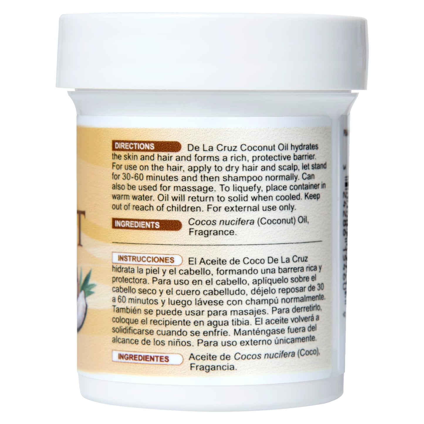 De la Cruz Coconut Oil - Expeller Pressed Coconut Oil for Skin and Hair - Natural Moisturizer for Skin and Hair - 2.2oz Beauty & Personal Care De La Cruz