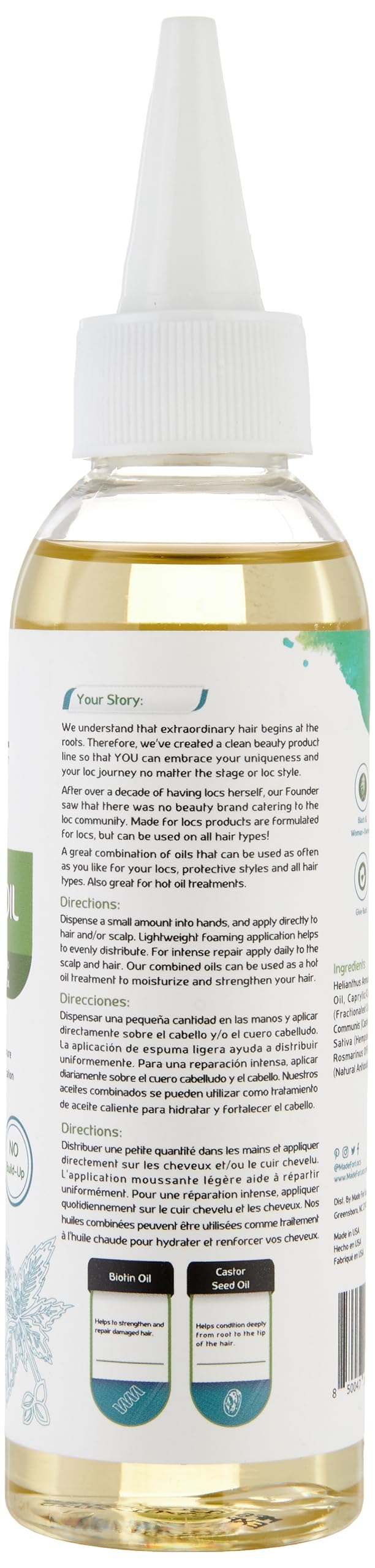 Locs Vegan Conditioning Hair Oil | Foaming Locs Oil | 4 oz Beauty & Personal Care MFL MADE FOR LOCS
