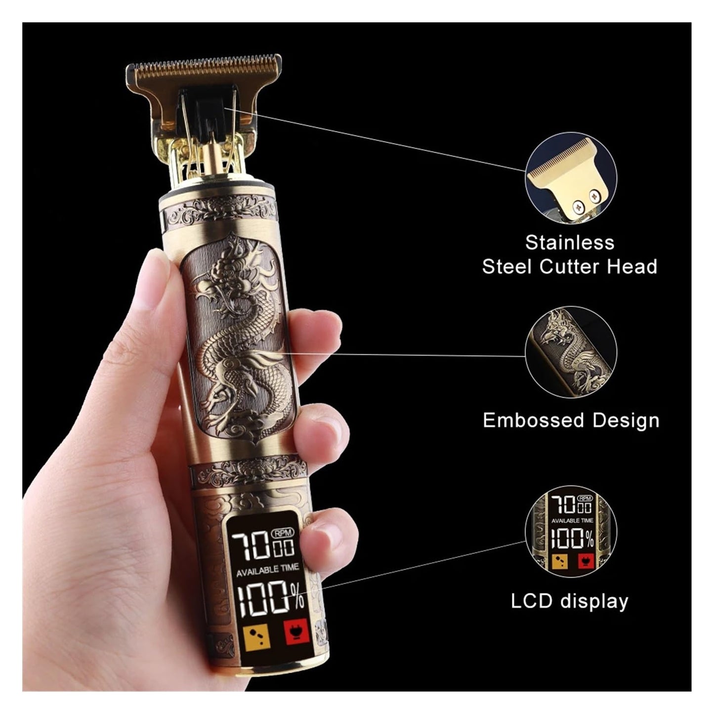Razors LCD T9 Electric Hair Clipper Hair Trimmer for Men Rechargeable Electric Shaver Beard Barber Hair Cutting Machine for Men(PirateLCD) Beauty and Personal Care EWKYLSEM