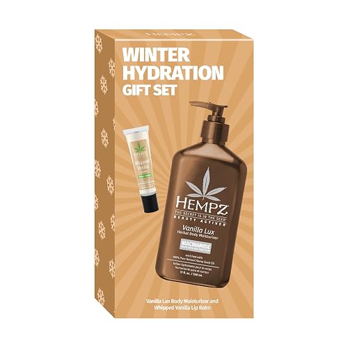 Hempz Winter Hydration Vanilla Gift Set, Body Loton and Lip Balm Duo, Limited Edition, 17 oz and .44 oz Beauty & Personal Care Hempz