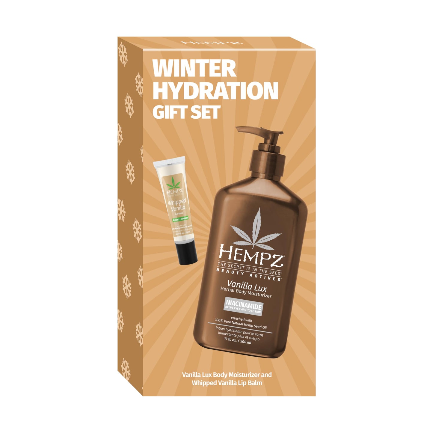Hempz Winter Hydration Vanilla Gift Set, Body Loton and Lip Balm Duo, Limited Edition, 17 oz and .44 oz Beauty & Personal Care Hempz