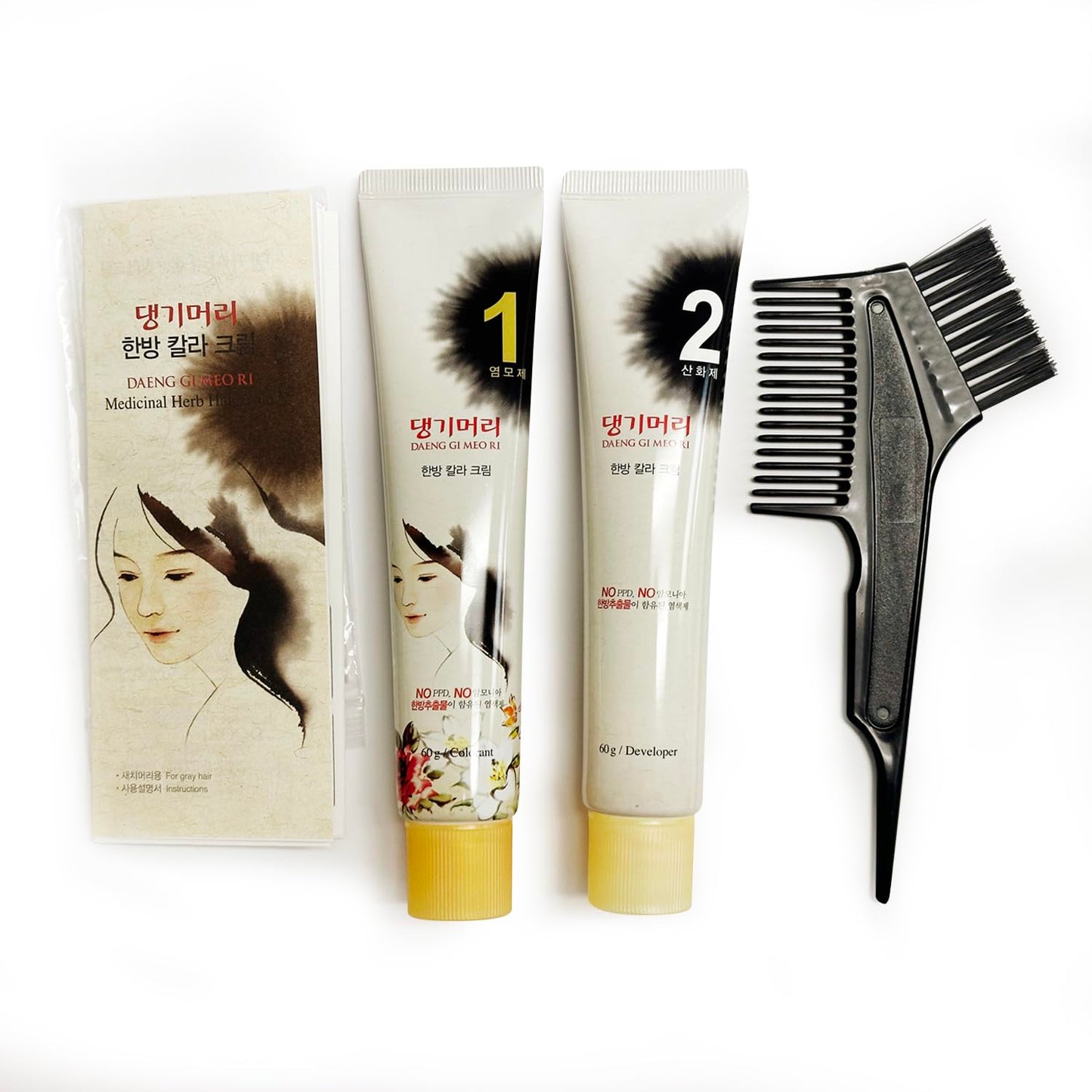 Daeng Gi Meo Ri - Korean Herbal Hair Dye Color Cream [Light Brown] (3 PACK) - PPD-Free Gray Coverage, Hair Protection, High-Keratin Formula, 5 Oz Beauty & Personal Care Daeng Gi Meo Ri