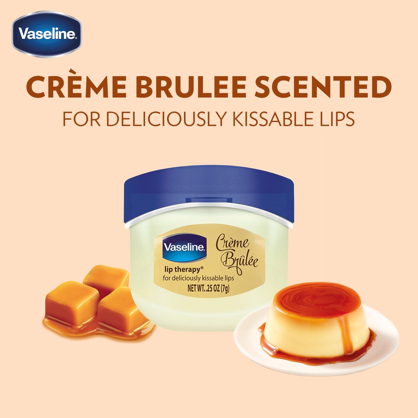 Vaseline Lip Therapy Creme Brulee 0.25 Ounce Jar (8 Pack) Disply Beauty & Personal Care Vaseline